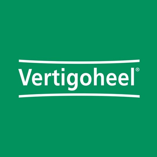 Vertigoheel Logo auf grünem Hintergrund