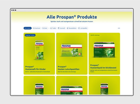 Alle Prospan Produkte im neuen CI der globalen Website