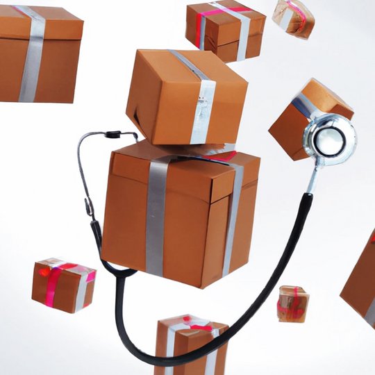 Graphic with shipping packages and stethoscopes
