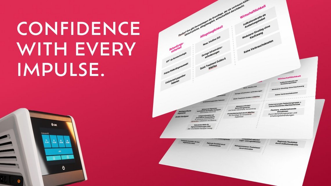Schirftzug "Confidence with every impulse.", FlexSys® Evo und Positioning Slides