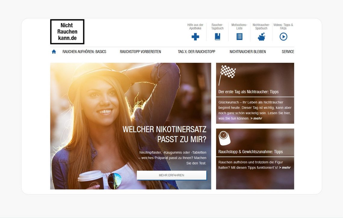 Screenshot von www.nicht-rauchen-kann.de