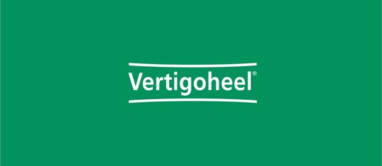 Vertigoheel Logo auf grünem Hintergrund