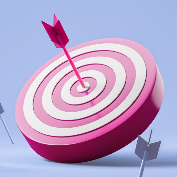 Pinkte Zielscheibe mit Pfeil in der Mitte
