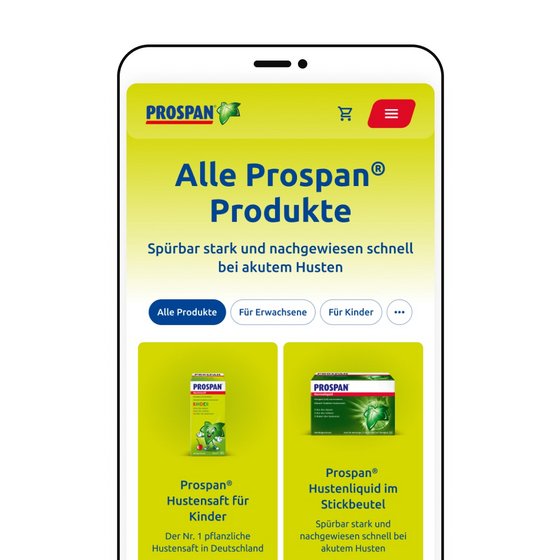 Prospan.com Produktübersicht auf dem Smartphone
