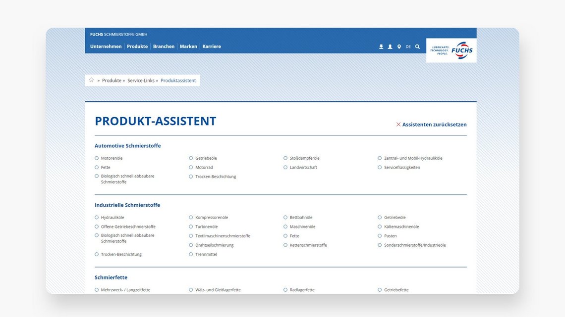 FUCHS Petrolub SE Produkt Assistent