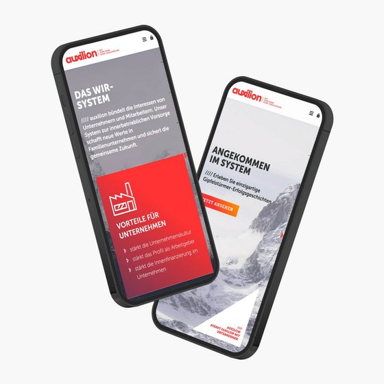 auxilion Website auf Smartphones