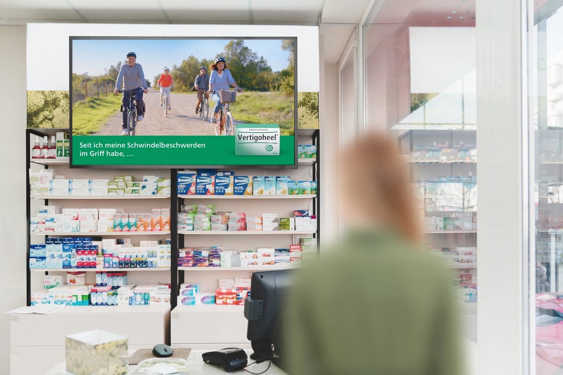 Digitale Anzeige von Vertigoheel in einer Apotheke