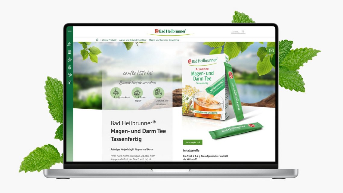 Produktdetailseite der Bad Heilbrunner Website