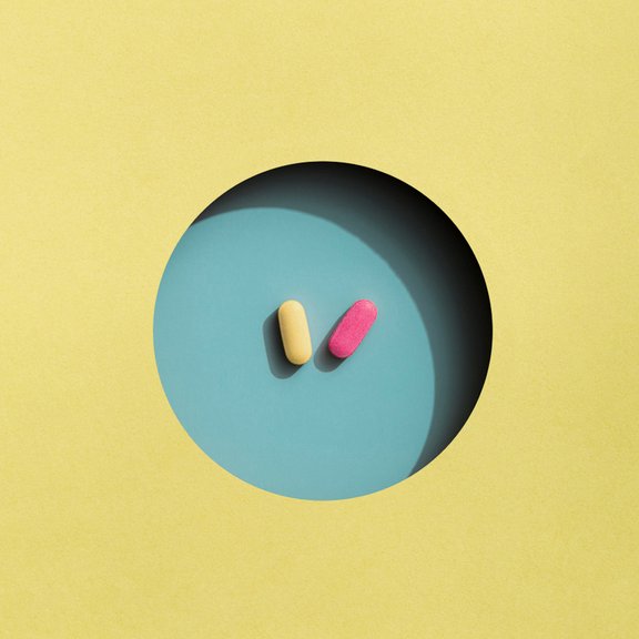 Gelbe und Pinke Tablette