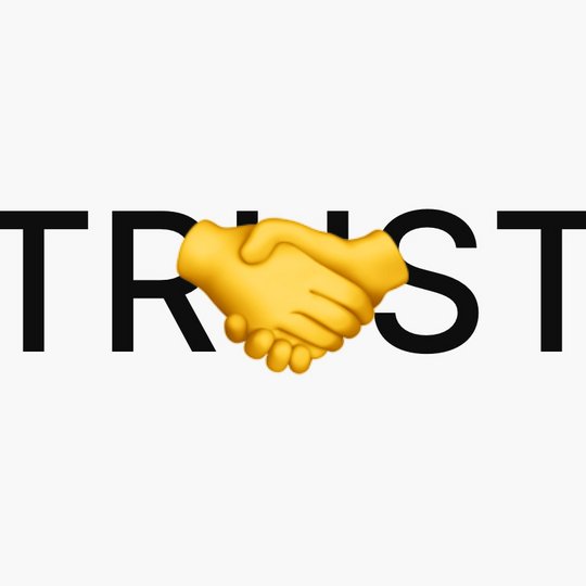 Trust Schriftzug mit Handshake