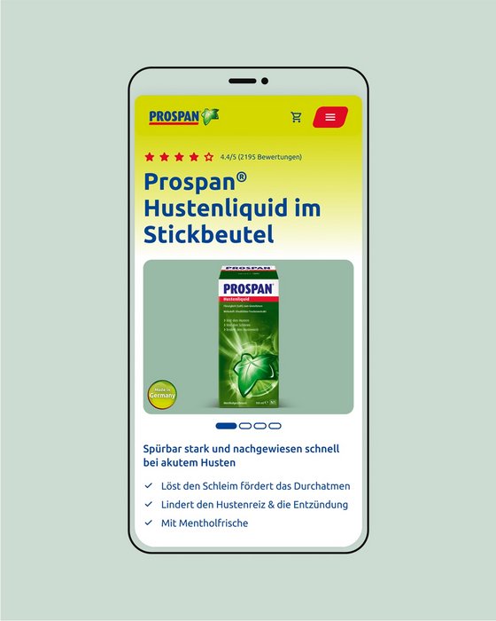 Vorschau der mobilen Prospan.com Produktseite